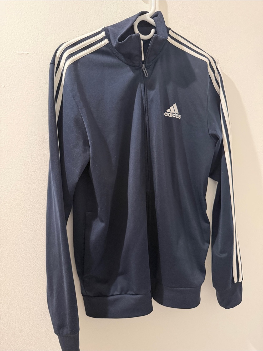 adidas Navy Performance Track Jacket with White Stripes